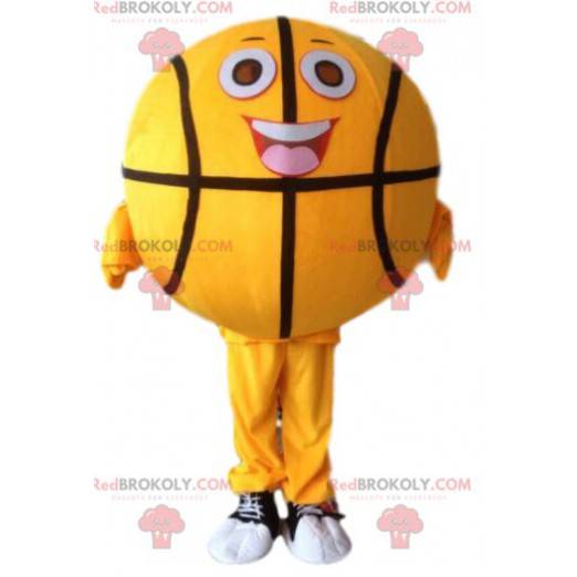 Geel basketbal mascotte, bal kostuum - Redbrokoly.com