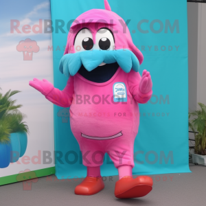 Cyan Pink mascotte kostuum...