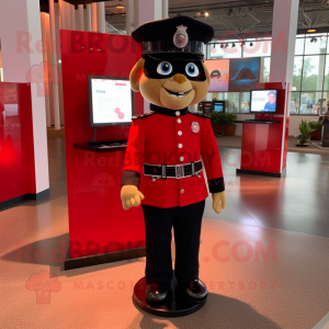 Red Police Officer mascot costume character dressed with a Tuxedo and Anklets