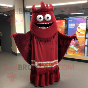 Maroon Enchiladas mascot costume character dressed with a Evening Gown and Scarf clips
