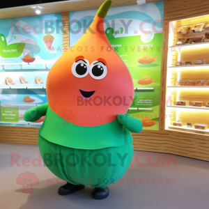 Peach Pear mascot costume character dressed with a Swimwear and Wraps