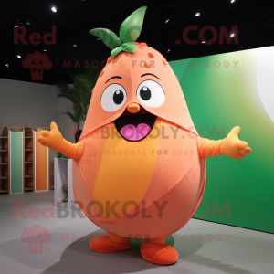 Peach Pear mascot costume character dressed with a Swimwear and Wraps