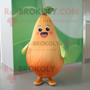 Peach Pear mascot costume character dressed with a Swimwear and Wraps