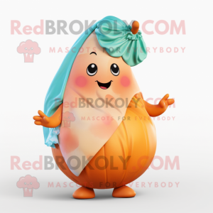 Peach Pear mascot costume character dressed with a Swimwear and Wraps