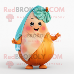 Peach Pear mascot costume character dressed with a Swimwear and Wraps