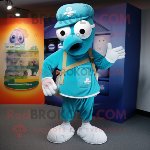 Cyan Guinness maskot kostym...