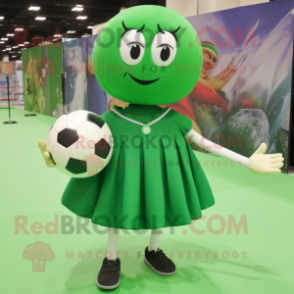 Forest Green Volleyball Ball mascot costume character dressed with a Ball Gown and Foot pads