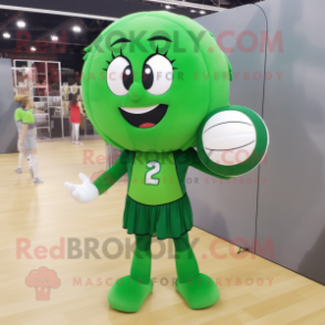 Forest Green Volleyball Ball mascot costume character dressed with a Ball Gown and Foot pads