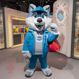 Blauer Say-Wolf Maskottchen...