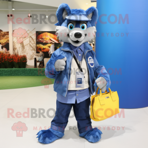 Blauer Say-Wolf Maskottchen...