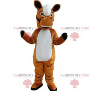 Brown and white horse mascot, riding costume - Redbrokoly.com