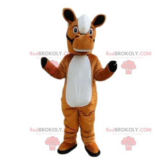 Brown and white horse mascot, riding costume - Redbrokoly.com