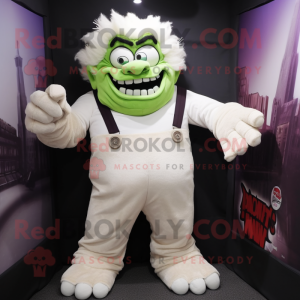 White Frankenstein'S Monster mascot costume character dressed with a Corduroy Pants and Gloves