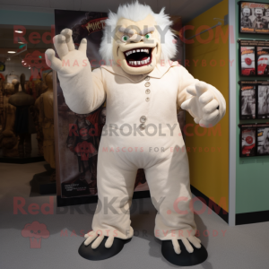 White Frankenstein'S Monster mascot costume character dressed with a Corduroy Pants and Gloves