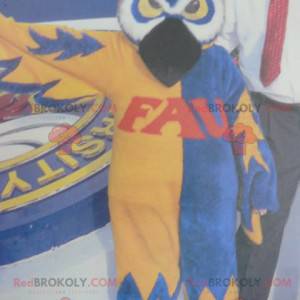 Owl mascot blue white and yellow - Redbrokoly.com