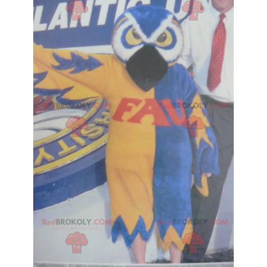 Owl mascot blue white and yellow - Redbrokoly.com