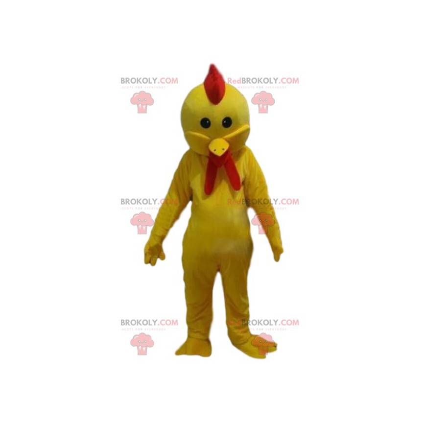 Mascotte de coq jaune, costume de poule, déguisement d'oiseau -