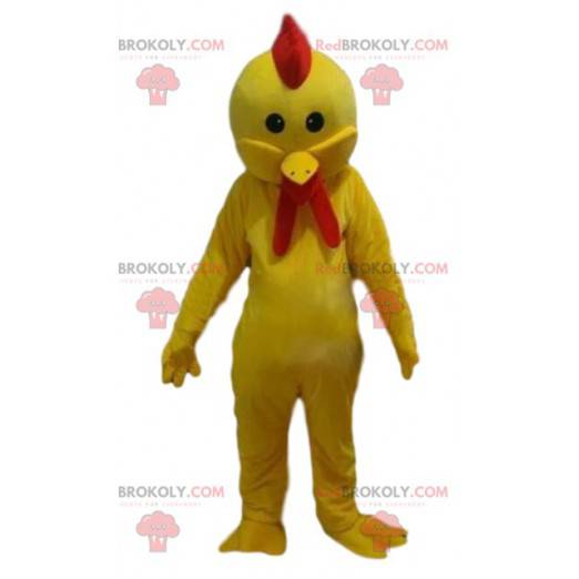 Mascotte de coq jaune, costume de poule, déguisement d'oiseau -