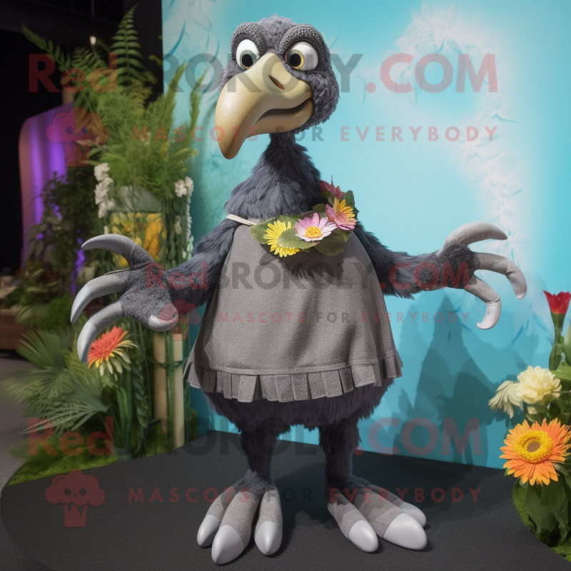 Gray Dodo Bird mascot costume character dressed with a Playsuit and Bracelets Gray Dodo Bird mascot costume character dressed with a Playsuit and Bracelets