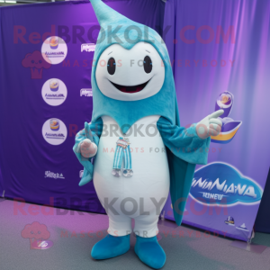 nan Narwhal mascot costume character dressed with a Cover-up and Anklets