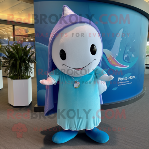 nan Narwhal mascot costume character dressed with a Cover-up and Anklets