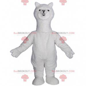 Vit alpaca maskot, vit lamadräkt - Redbrokoly.com