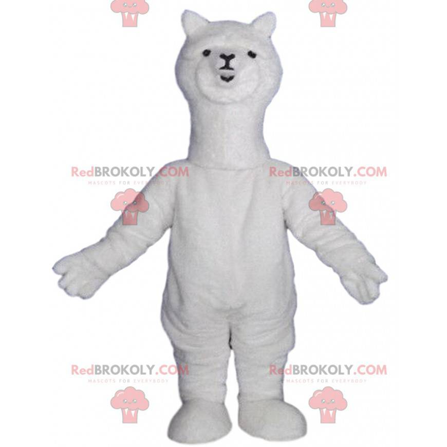 Mascota de alpaca blanca, disfraz de llama blanca -