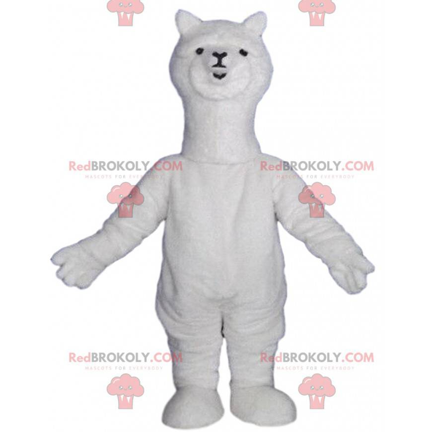 Vit alpaca maskot, vit lamadräkt - Redbrokoly.com