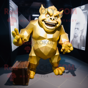 Gold Ogre maskot kostume...