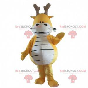 Mascotte drago giallo e bianco, costume colorato drago -