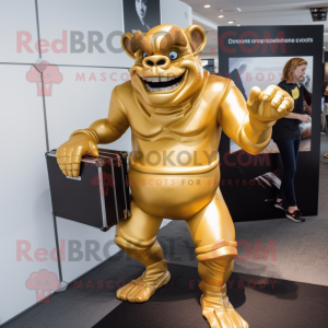 Gold Ogre maskot drakt...