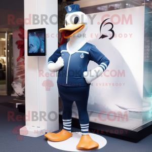 Navy Swans mascot costume character dressed with a Leggings and Bracelet watches