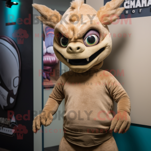 Tan Chupacabra mascot costume character dressed with a Turtleneck and Cummerbunds