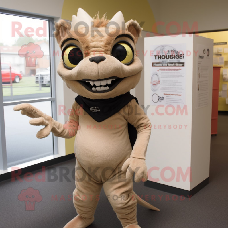 Tan Chupacabra mascot costume character dressed with a Turtleneck and Cummerbunds Tan Chupacabra mascot costume character dressed with a Turtleneck and Cummerbunds