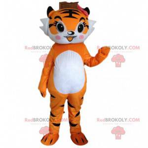 Maskot tygřice, kostým oranžového tygra, maskování koček -