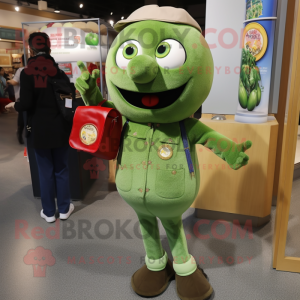 Olive Meatballs mascot costume character dressed with a Jeans and Coin purses