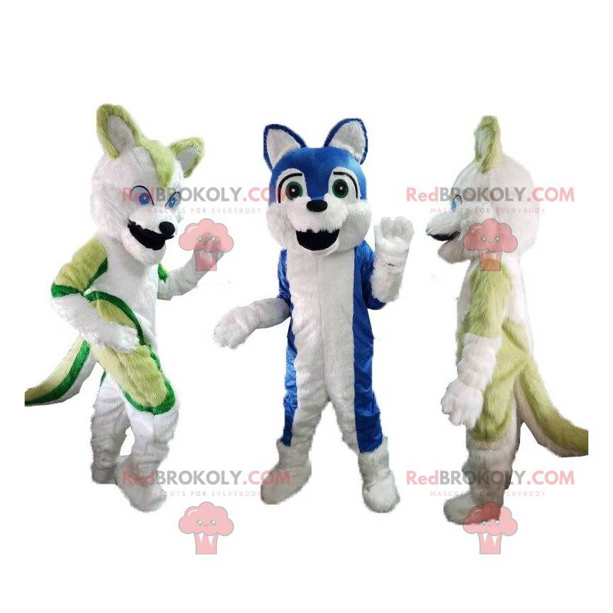 3 husky-mascottes, husky-kostuums, hondenkostuums -