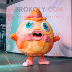 Peach Piranha mascot costume character dressed with a One-Piece Swimsuit and Bow ties
