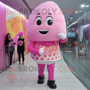 Pink Ice Cream mascot costume character dressed with a Leggings and Headbands