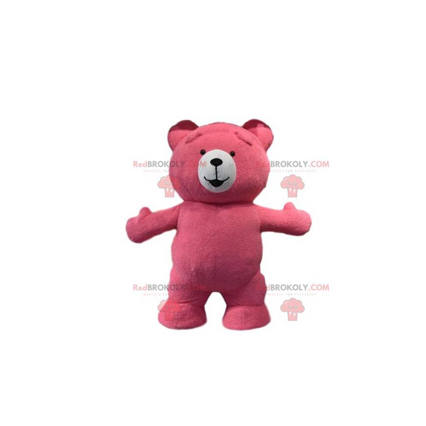 Pink teddy bear mascot, plush pink bear costume - Redbrokoly.com