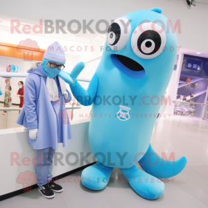 Sky Blue Squid maskot drakt...