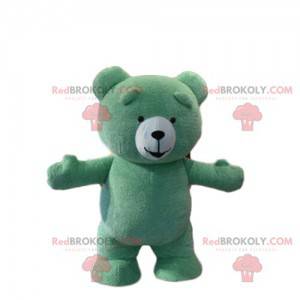 Mascota del oso de peluche verde, disfraz de oso de peluche