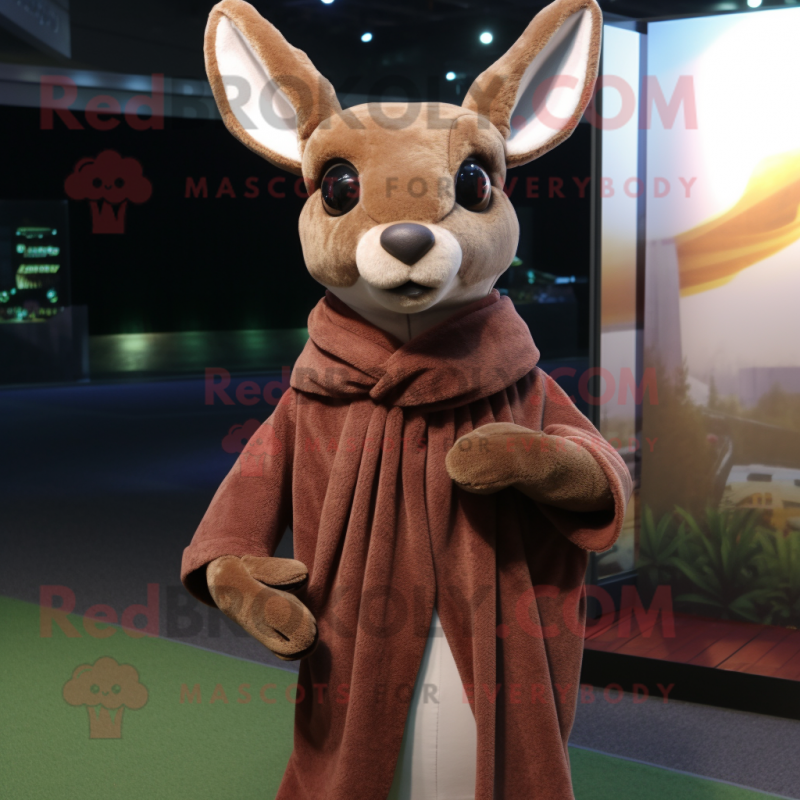 Brown Roe Deer mascot costume character dressed with a Jacket and Shawls Brown Roe Deer mascot costume character dressed with a Jacket and Shawls