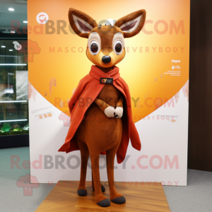 Brown Roe Deer mascot costume character dressed with a Jacket and Shawls