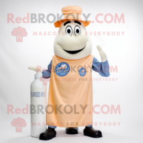 Peach Bottle Of Milk mascot costume character dressed with a Oxford Shirt and Scarf clips