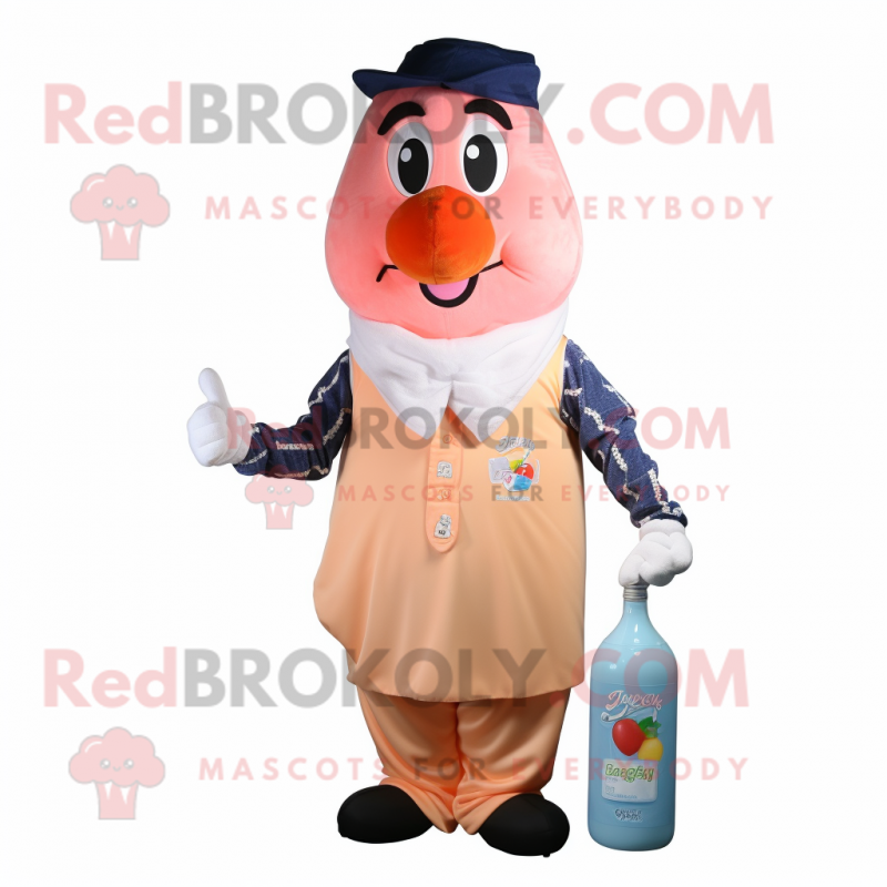 Peach Bottle Of Milk mascot costume character dressed with a Oxford Shirt and Scarf clips Peach Bottle Of Milk mascot costume character dressed with a Oxford Shirt and Scarf clips