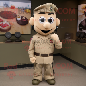 Cream Army Soldier mascotte...