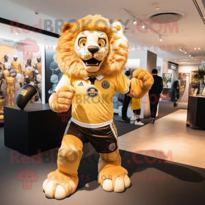 Gold Lion maskot kostume...