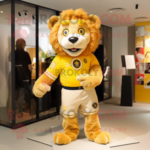 Gold Lion maskot kostume...