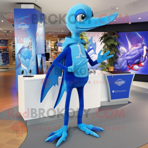 Blauw Pterodactyl mascotte...